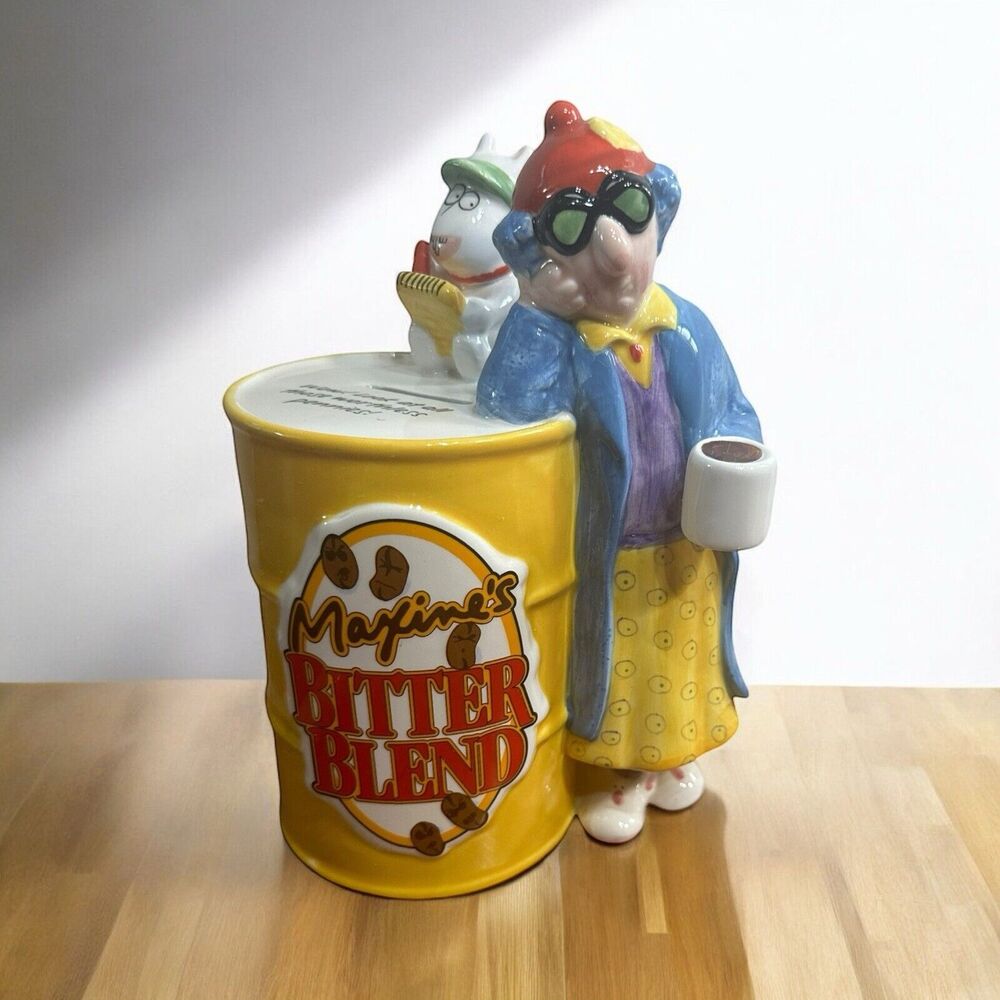 Hallmark Maxine's Bitter Blend Coffee Coin Piggy Bank With Her Dog Floyd